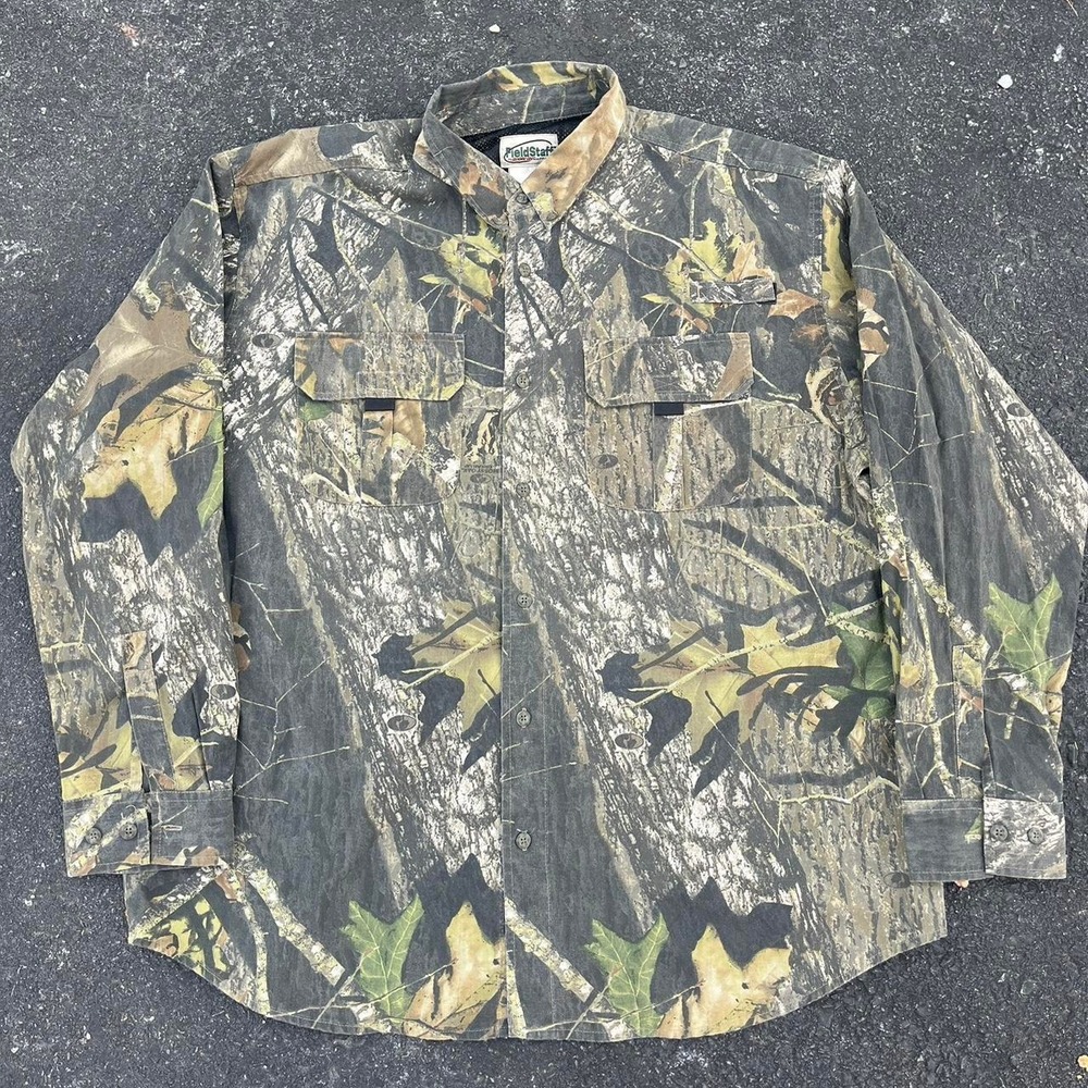 Vintage Mossy Oak AOP good Camo button Up shirt size XL